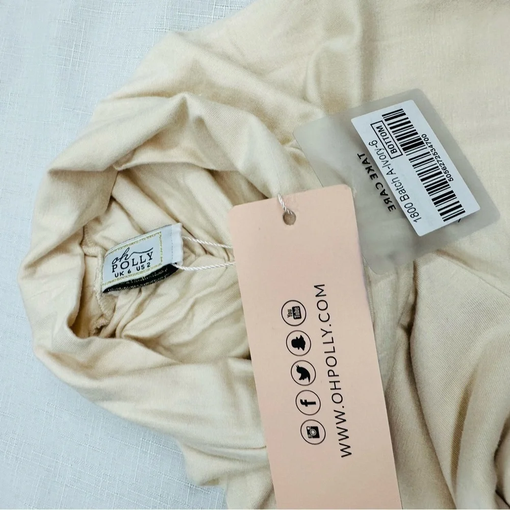 OH Polly size 2 Ivory High Waist Ruched Bootie Leggings NEW - Picture 13 of 14